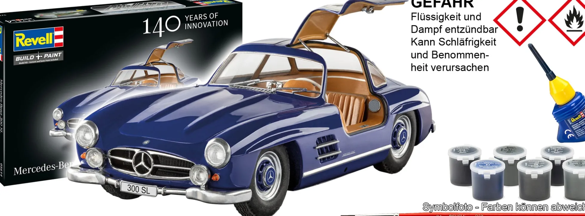 Revell 05614 MB 300 SL 100 Jahre Mercedes-Benz | Geschenkset | Auto Bausatz 1:24