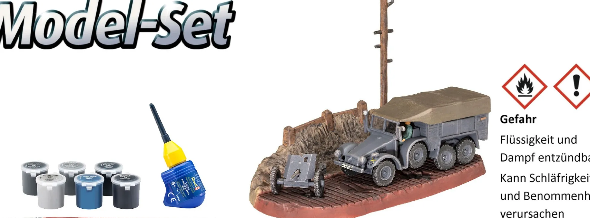 Revell 63344 Model Set Krupp Protze KFZ 69 mit 3,7cm PaK | Militär Bausatz 1:76
