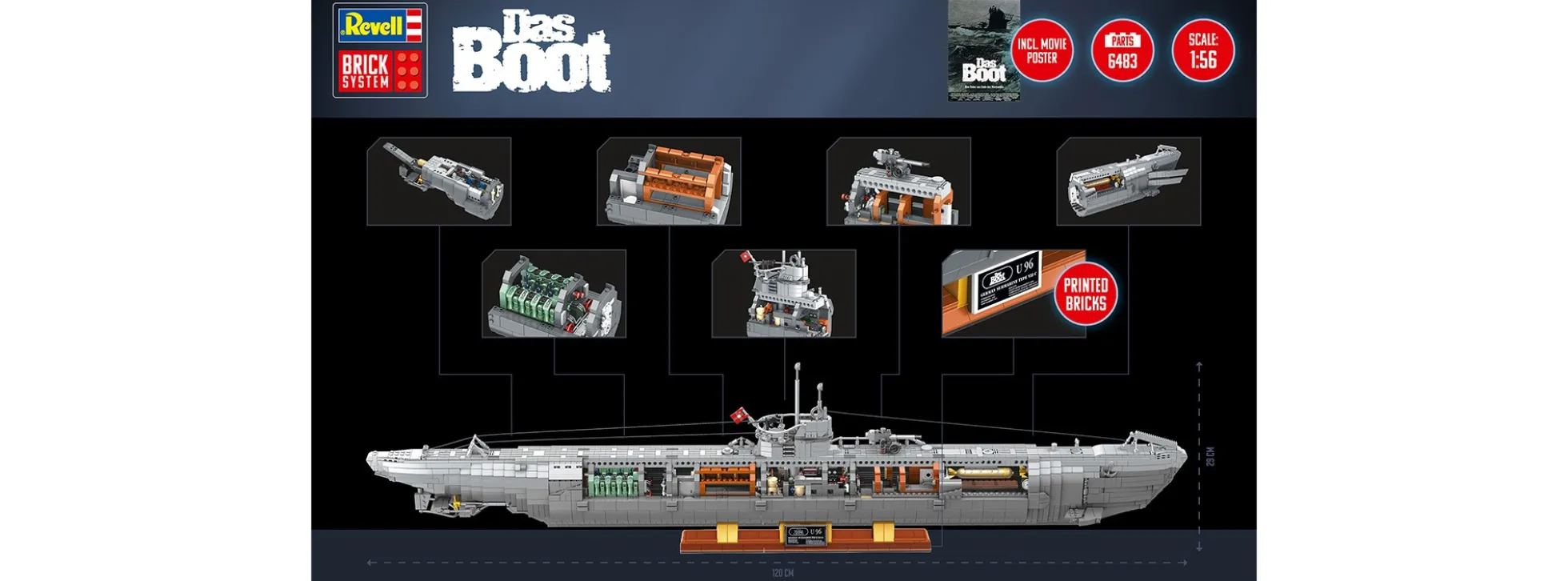 Revell 00960 U-Boot U-96 Das Boot - Brick System | U-Boot Baukasten 1:56