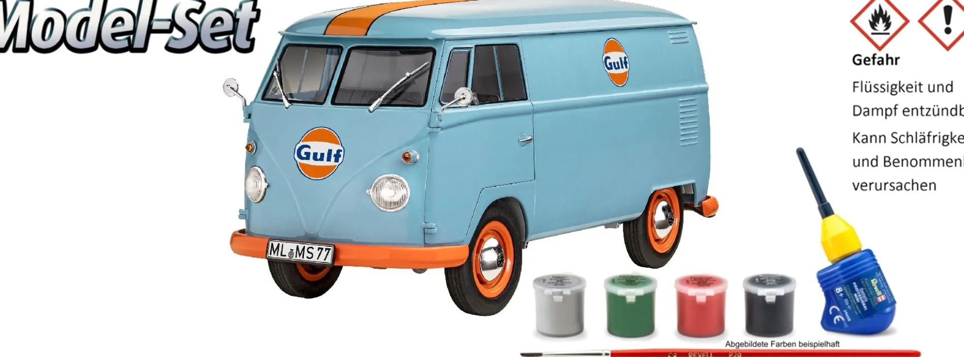 Revell 67726 VW T1 Kastenwagen Gulf Model Set | Auto Bausatz 1:24