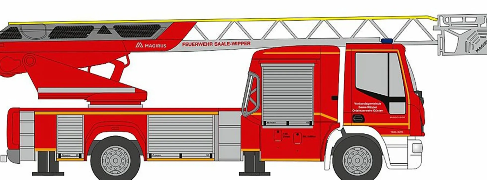 RIETZE 68497 Iveco Eurocargo 2018 Drehleiter Feuerwehr Saale-Wipper Blaulichtmodell 1:87