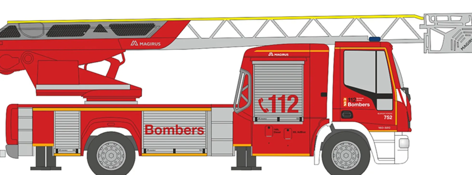 RIETZE 68593 Iveco Magirus DLK 2018 Bombers Feuerwehr Spanien Blaulichtmodell Spur H0