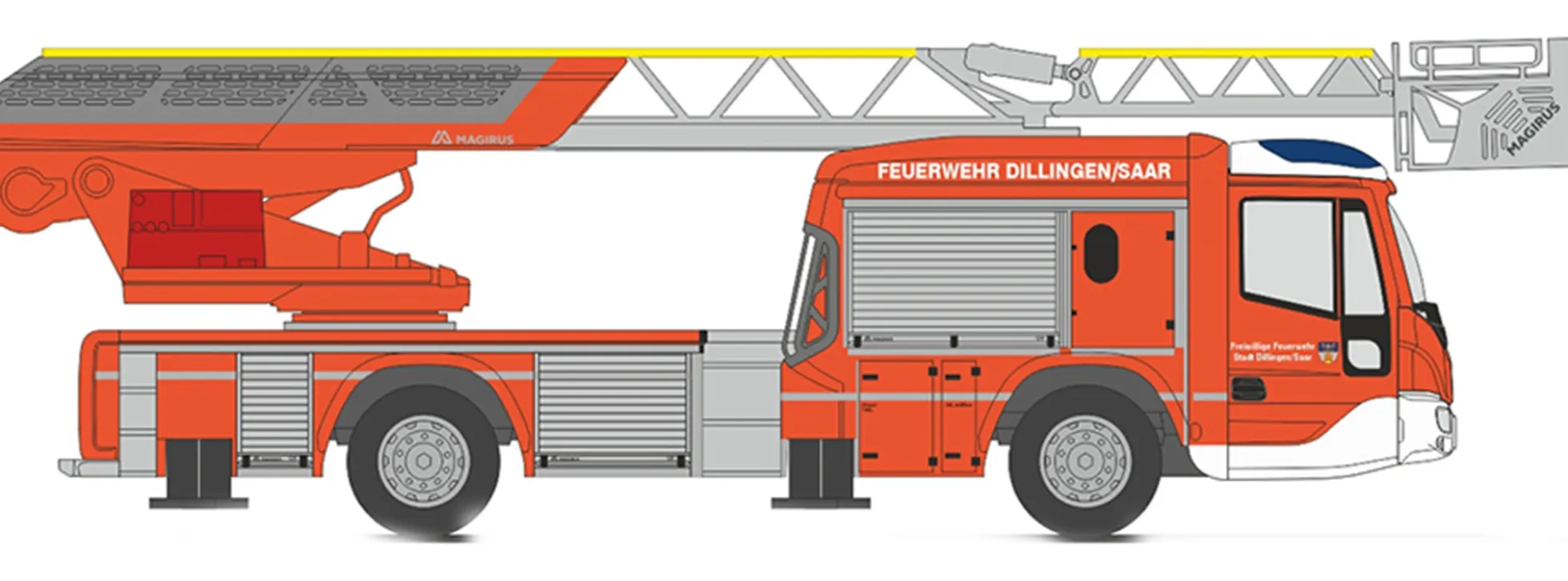 RIETZE 71116 Iveco Magirus DLK M32L-AS NB Feuerwehr Dillingen an der Saar Blaulichtmodell 1:87