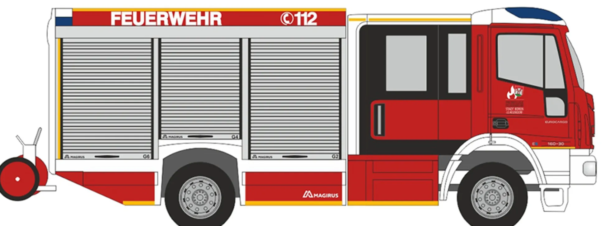 RIETZE 68162 Iveco Magirus HLF TeamCab Feuerwehr Büren Blaulichtmodell 1:87