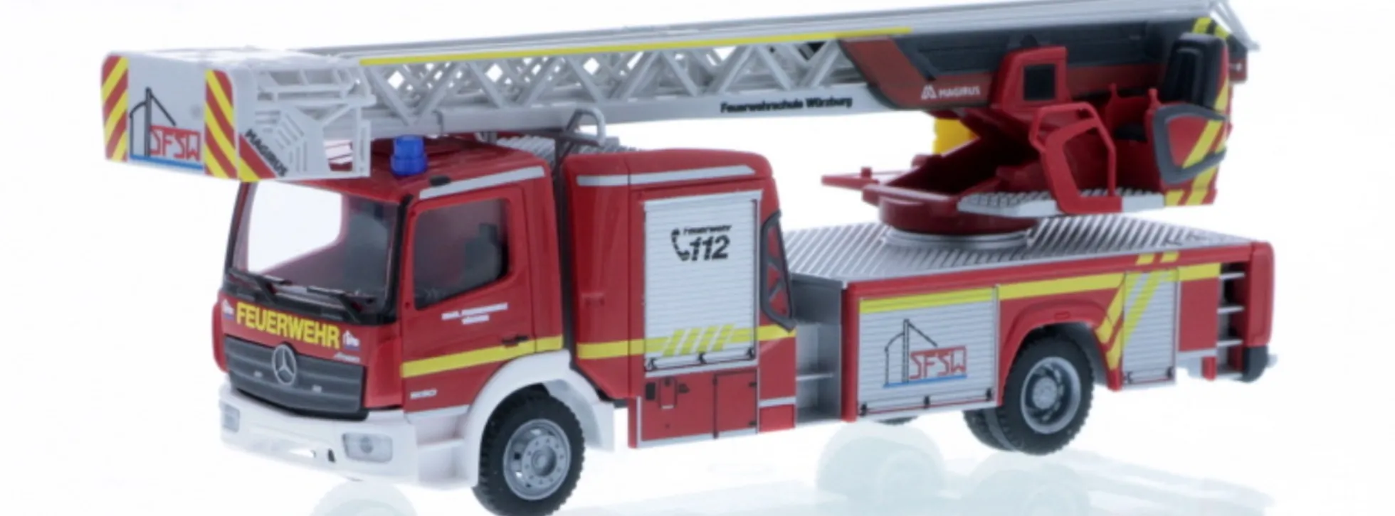 RIETZE 71652 Magirus DLK Atego Staatl. Feuerwehrschule Würzburg | Blaulichtmodell 1:87