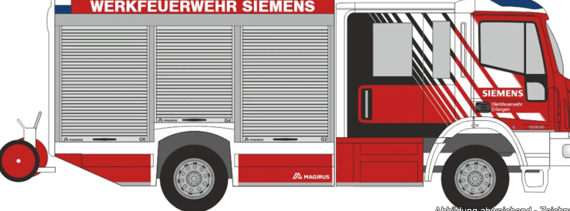RIETZE 68168 Magirus HLF Team Cab Werkfw. Siemens Erlangen | Blaulichtmodell 1:87