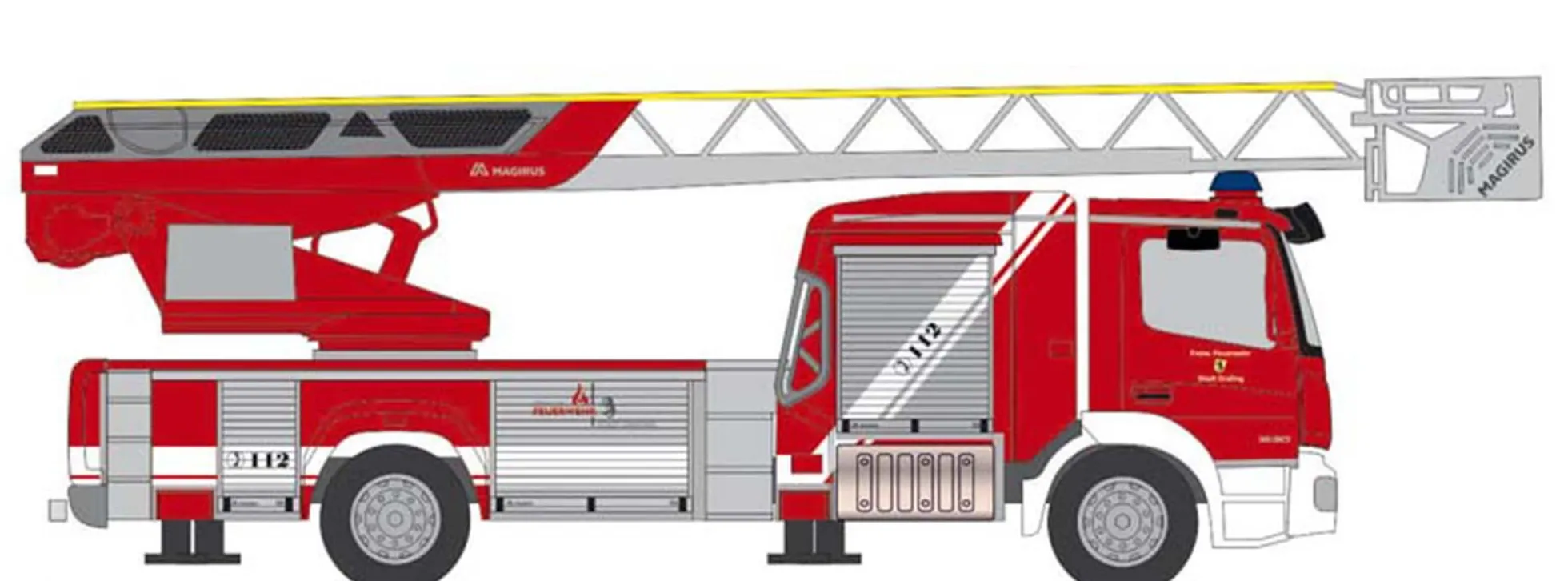 RIETZE 71651 Mercedes-Benz Atego 2019 Drehleiter Feuerweh Grafing Blaulichmodell 1:87