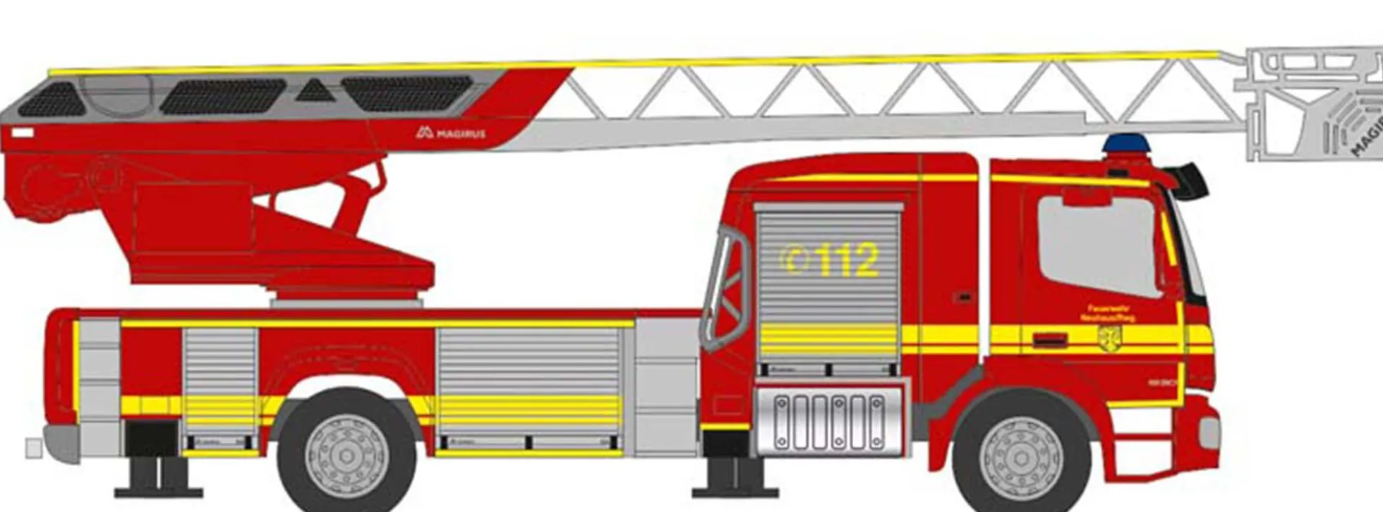 RIETZE 71654 Mercedes-Benz Atego 2019 Drehleiter Feuerwehr Neuhaus a. Rennweg Blaulichtmodell 1:87