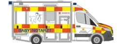 RIETZE 76151 Mercedes-Benz RTW GSF 2018 Baby Notarzt Rettungsdienst Neuss Blaulichtmodell 1:87