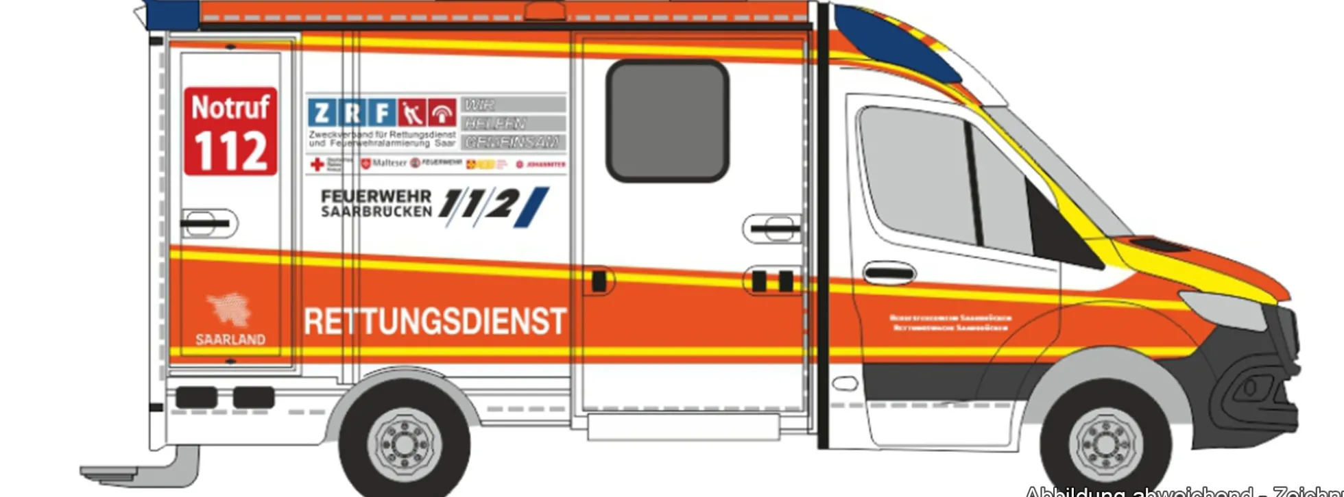 RIETZE 76120 Mercedes-Benz Sprinter RTW Strobel 2018 ZRF Berufsfeuerwehr Saarbrücken Modell 1:87