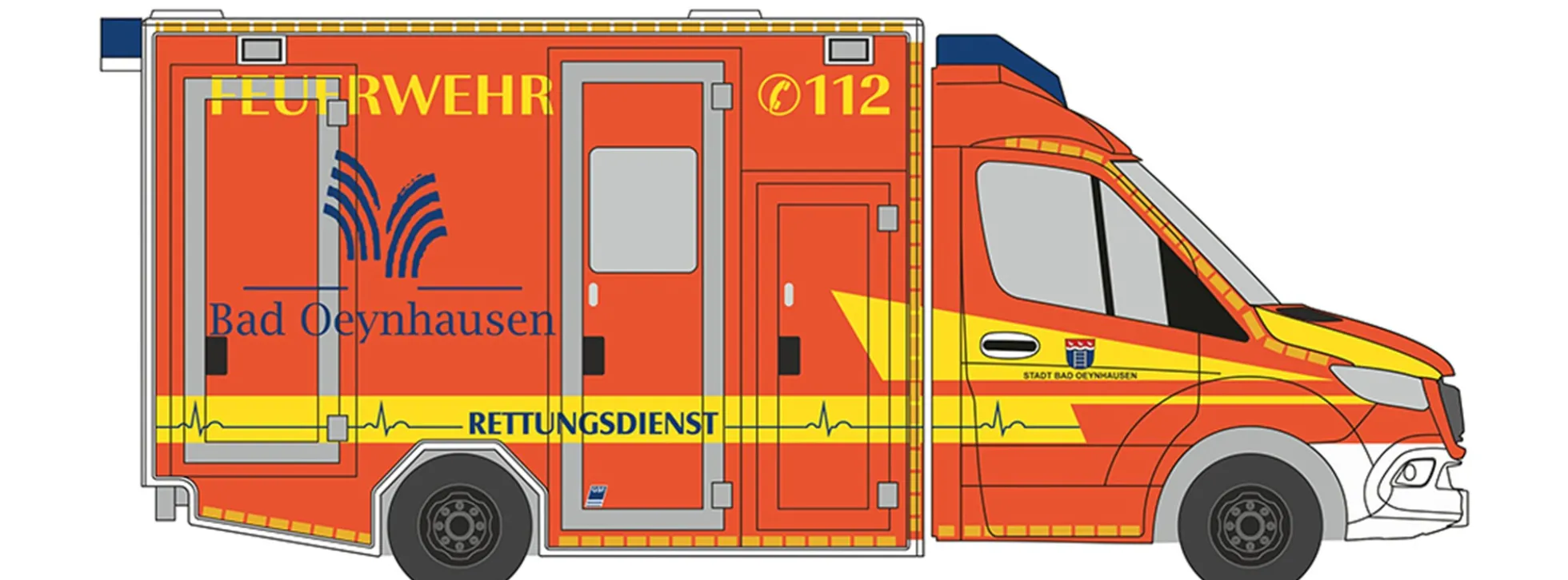 RIETZE 76137 Mercedes-Benz Sprinter RTW GSF 2018 Feuerwehr Bad Oeynhausen Blaulichtmodell 1:87