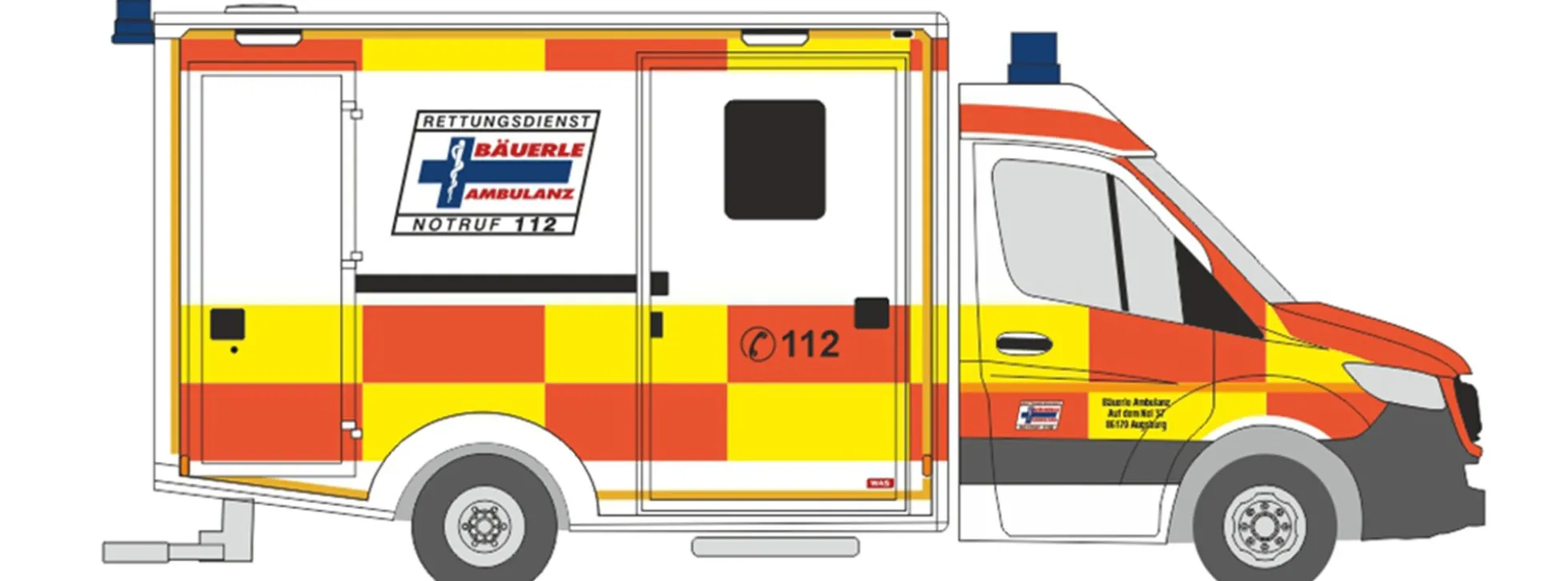 RIETZE 76146 Mercedes-Benz Sprinter RTW WAS 2018 Bäuerle Ambulanz Augsburg Blaulichtmodell 1:87