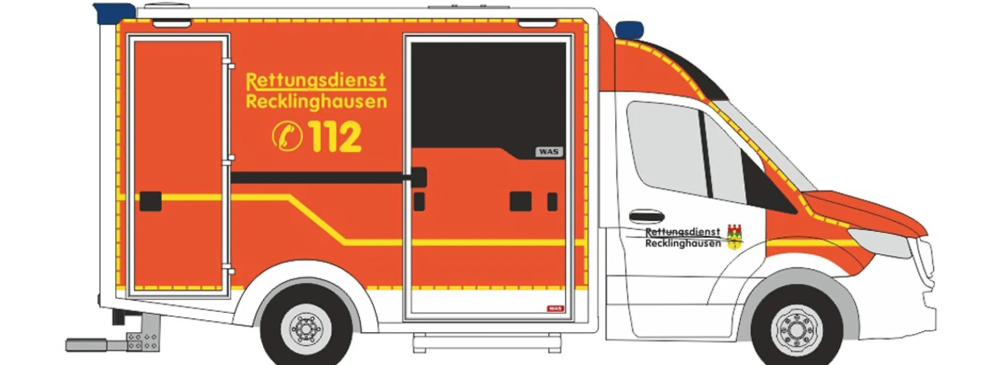 RIETZE 76160 Mercedes-Benz Sprinter RTW WAS 2018 Rettung Recklinghausen Blaulichtmodell 1:87