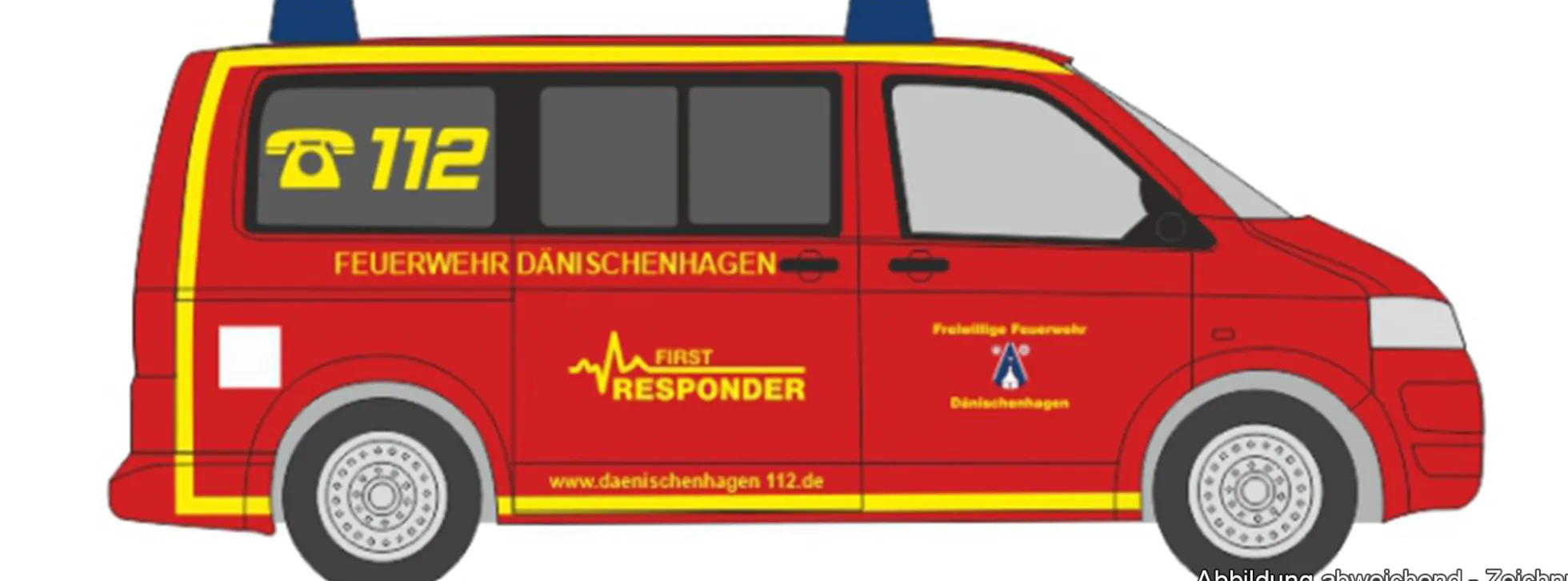 RIETZE 53467 VW Bus T5 Feuerwehr Dänischenhagen | Blaulichtmodell 1:87