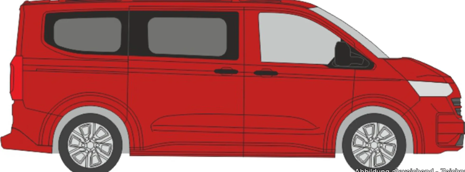 RIETZE 11736 VW Caravelle T7 intensives rot mit Fenstern | Modellauto 1:87