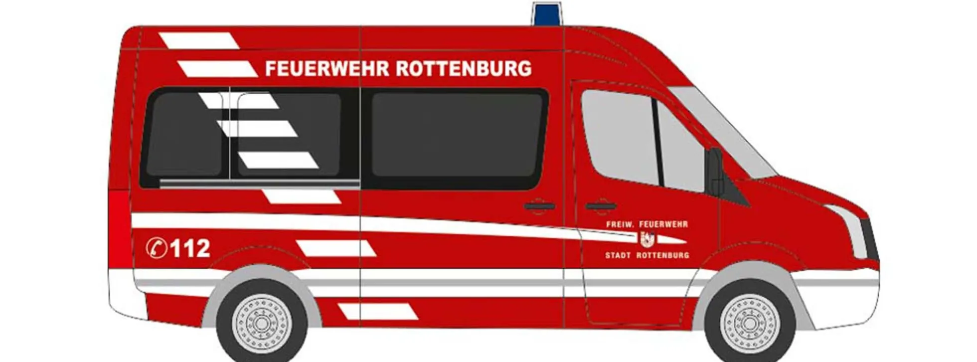 RIETZE 53132 VW Crafter Bus 2011 Feuerwehr Rottenburg Blaulichtmodell 1:87