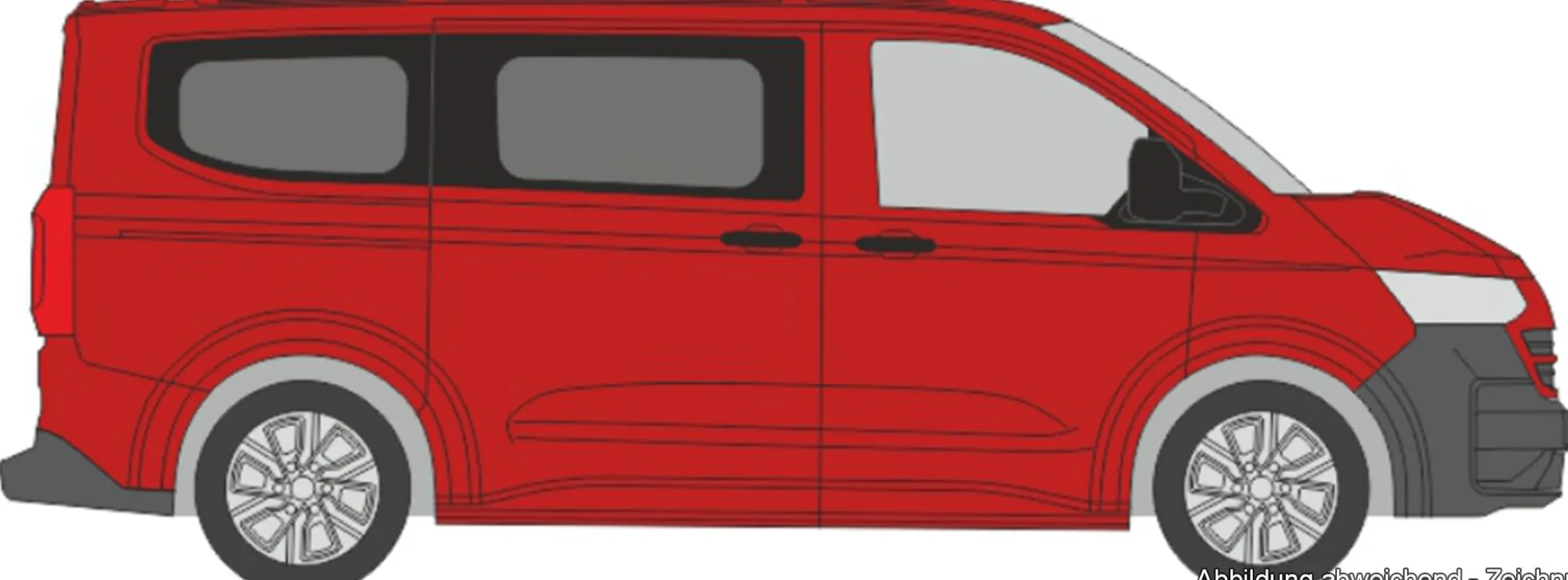 RIETZE 11727 VW e-Transporter KR T7 graphit intensives rot mit Fenstern | Modellauto 1:87