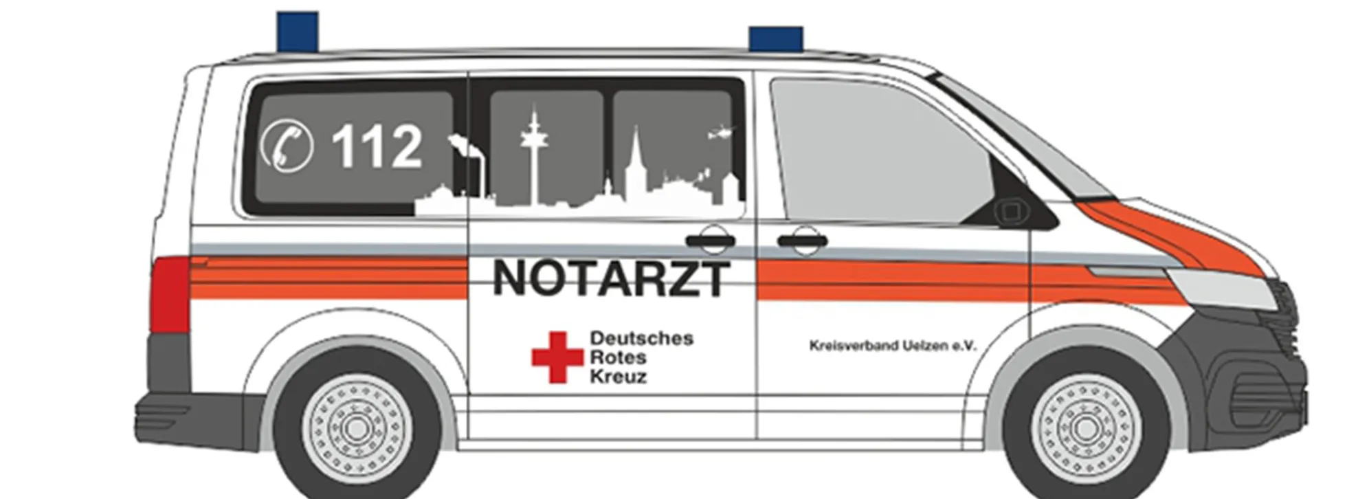 RIETZE 53744 VW T6.1 Bus DRK Uelzen Blaulichtmodell 1:87