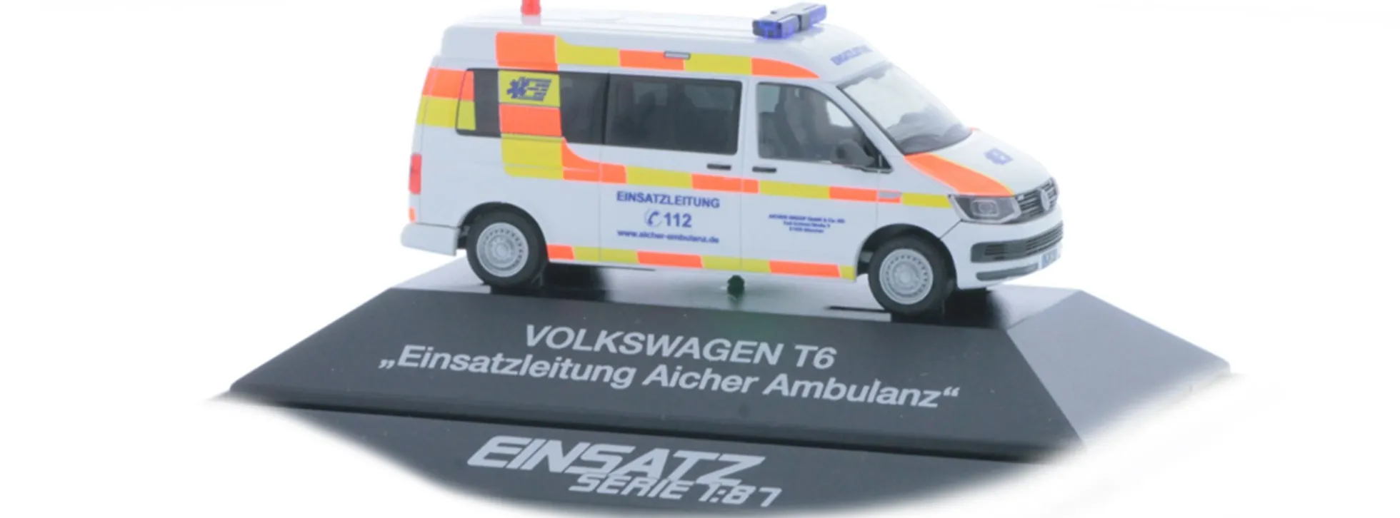 RIETZE 53703 VW T6 Bus Einsatzleitung Aicher Ambulanz Blaulichtmodell 1:87