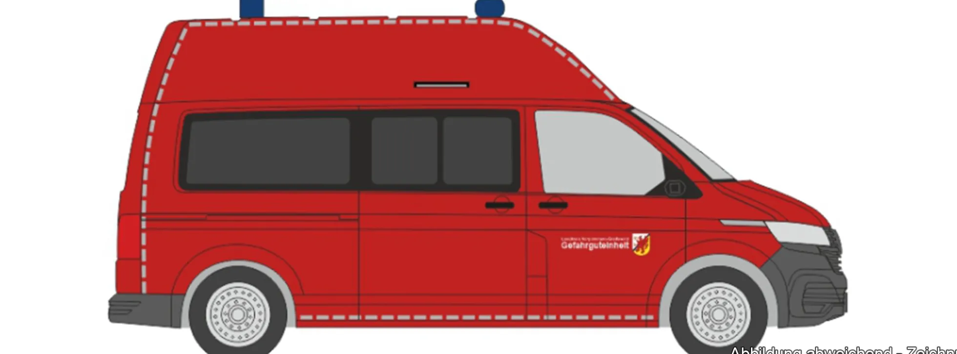 RIETZE 53965 VW T6.1 Bus Feuerwehr Greifswald Gefahrguteinheit Nord Blaulichtmodell 1:87