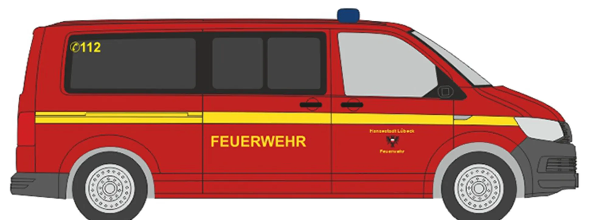 RIETZE 53758 VW T6 Bus Feuerwehr Lübeck Blaulichtmodell 1:87