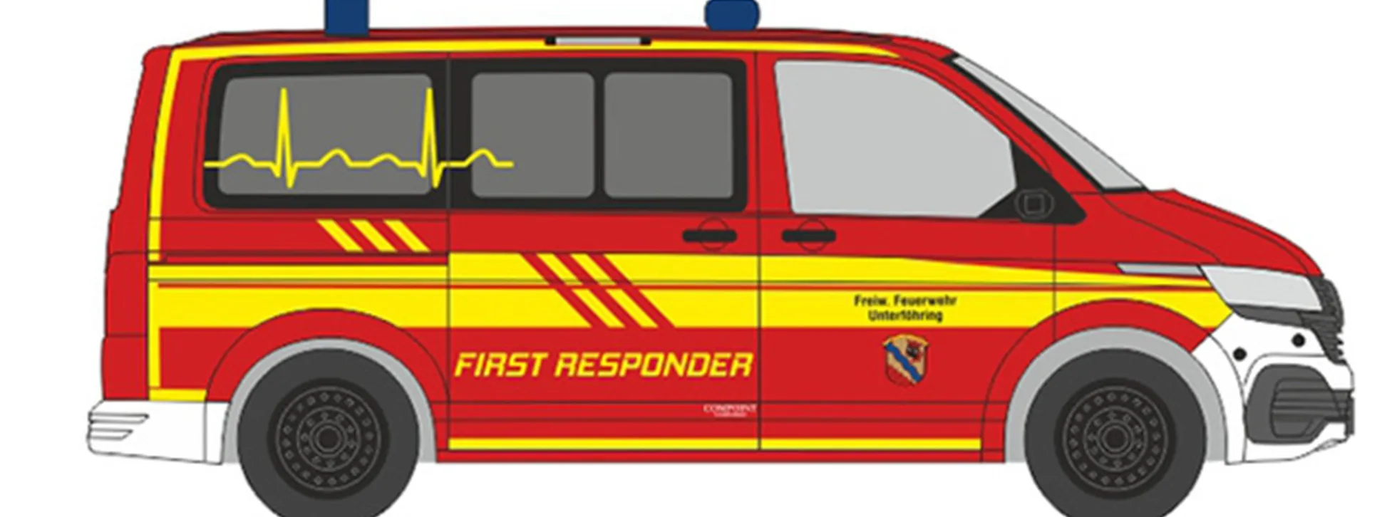RIETZE 53913 VW T6.1 Bus First Responder Feuerwehr Unterföhring Blaulichtmodell 1:87