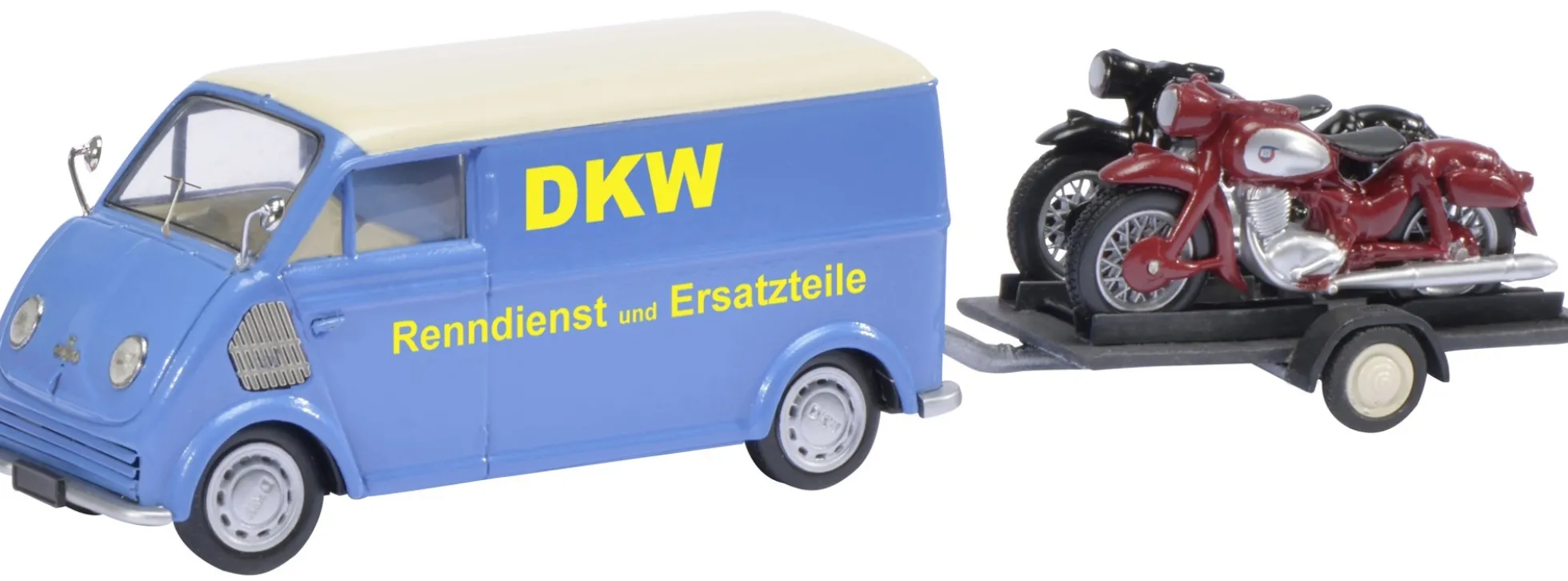 Schuco 450238800 DKW Schnelllaster mit Motorradanhänger | Automodell 1:43