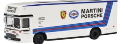 Schuco 451640023 MB Renntransporter Porsche/Martini weiß | LKW-Modell 1:64