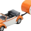 Schuco 451870010 VW Beetle Cabriolet mit Anhänger ES Piccolo orange/weiß | Modellauto 1:87