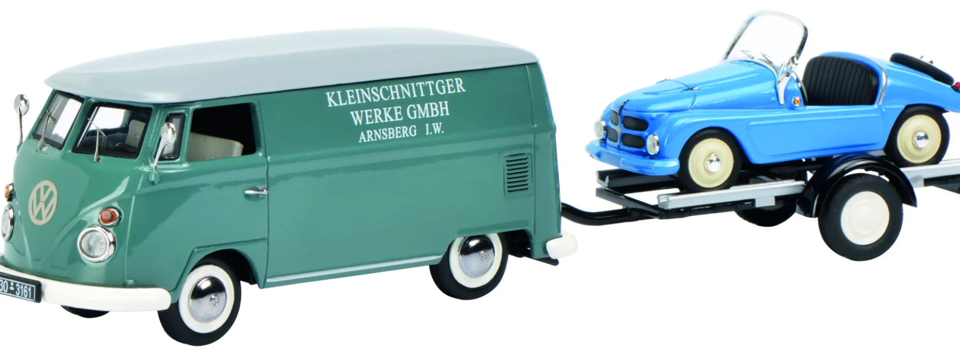 Schuco 450374100 VW T1 Kasten mit Autohänger Kleinschnittger | Automodell 1:43