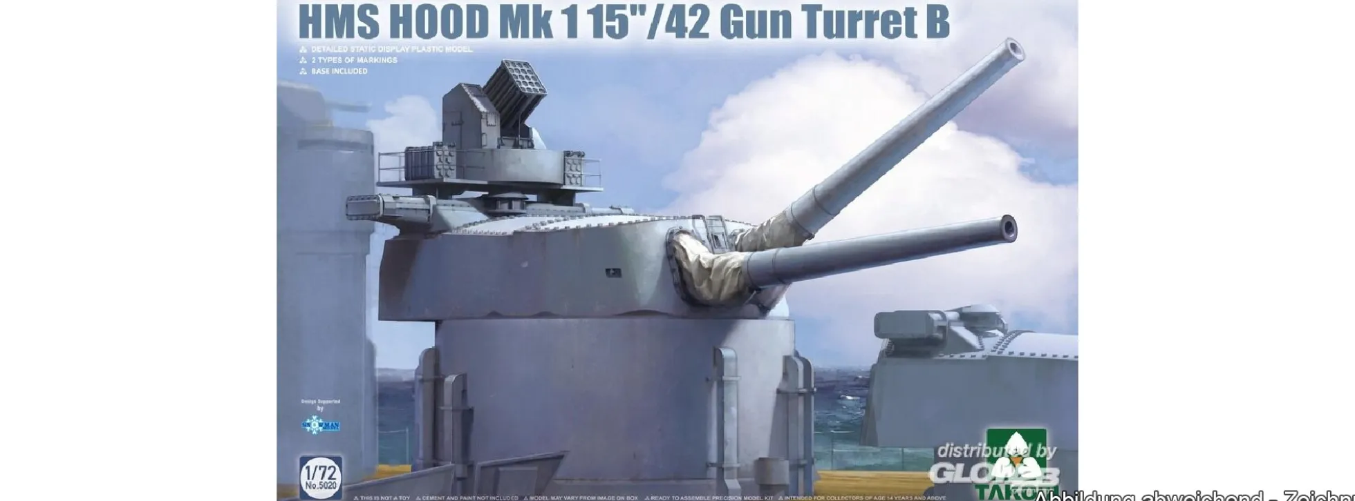 Takom 5020 HMS Hood Mk 1 15Zoll/42 Gun Turret B | Schiffgeschütz Bausatz 1:72