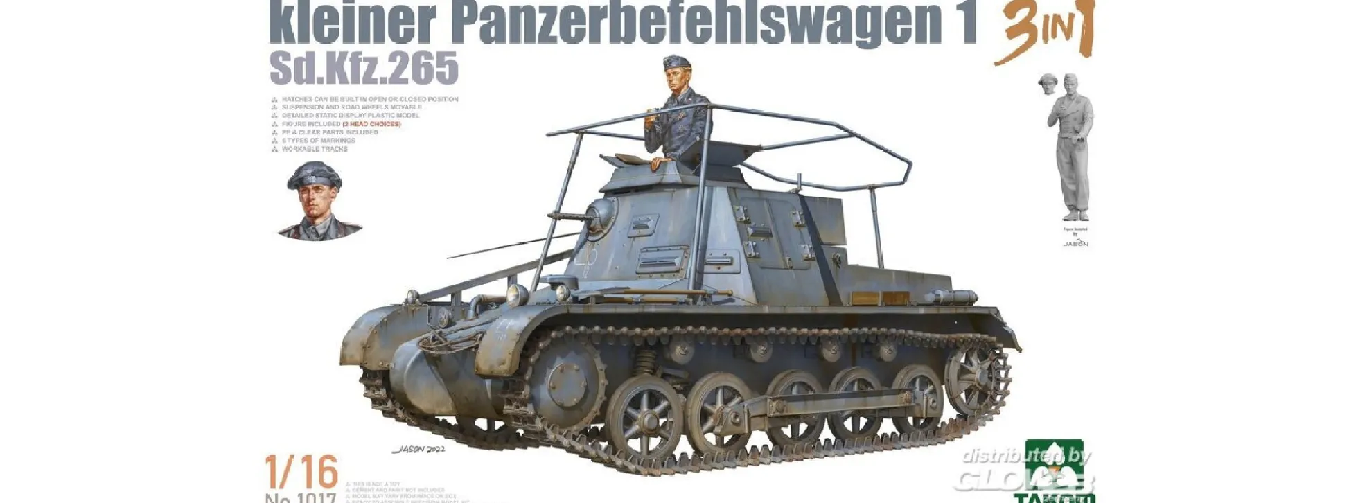 Takom TAK1017 Sd.Kfz.265 Kleiner Panzerbefehlswagen 1 3in1 | Panzermodell Bausatz 1:16