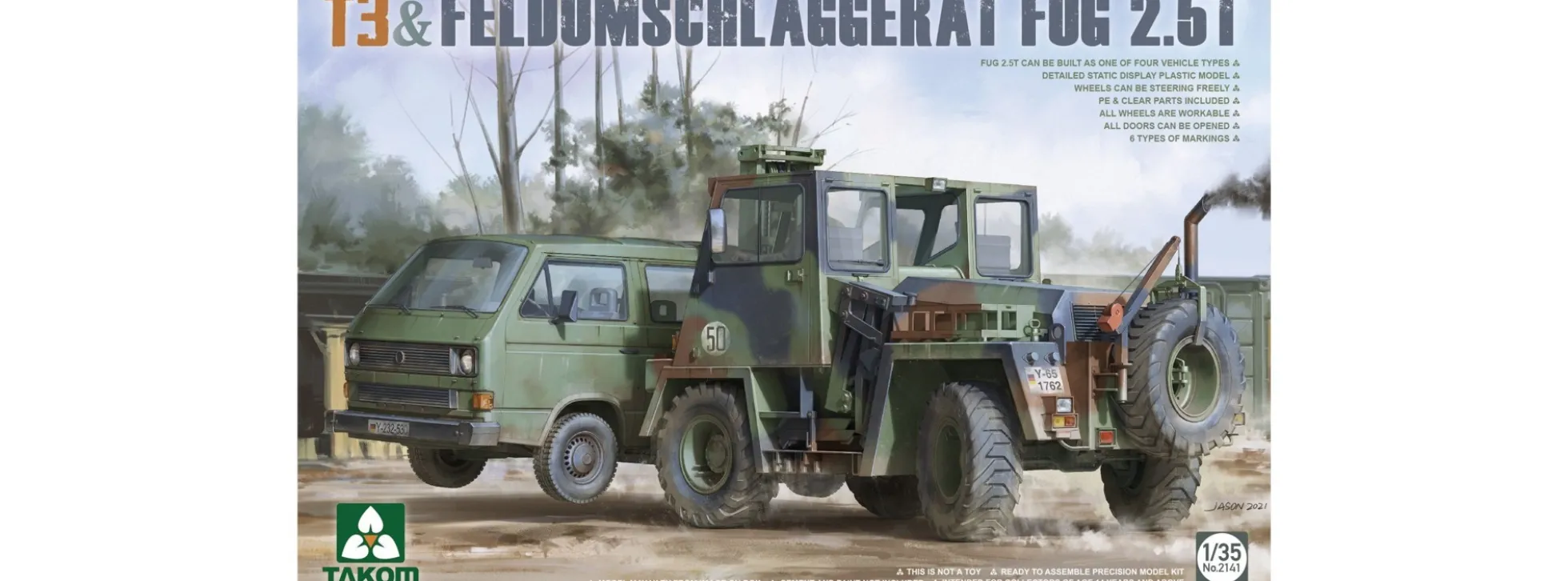 Takom 2141 VW T3 + Feldumschlaggerät FUG 2.5t | Militär Bausatz 1:35