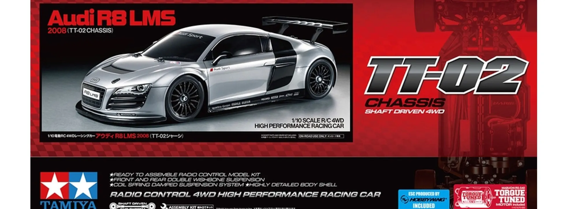 TAMIYA 58749 Audi R8 LMS 2008 TT-02 | RC Auto Bausatz 1:10