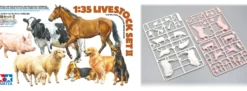 TAMIYA 35385 Diorama-Set Haustiere Set 2 | 8 Stück | Figuren Bausatz 1:35