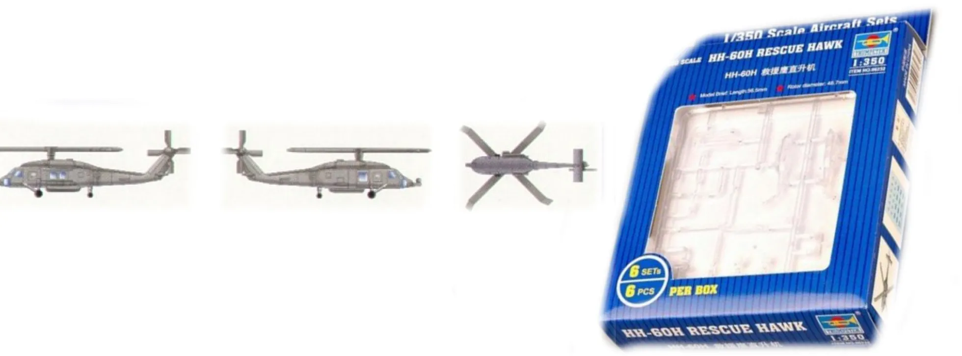 TRUMPETER 06232 Sikorsky HH-60H Rescue Hawk 6 Stück für Flugzeugträger Bausatz 1:350