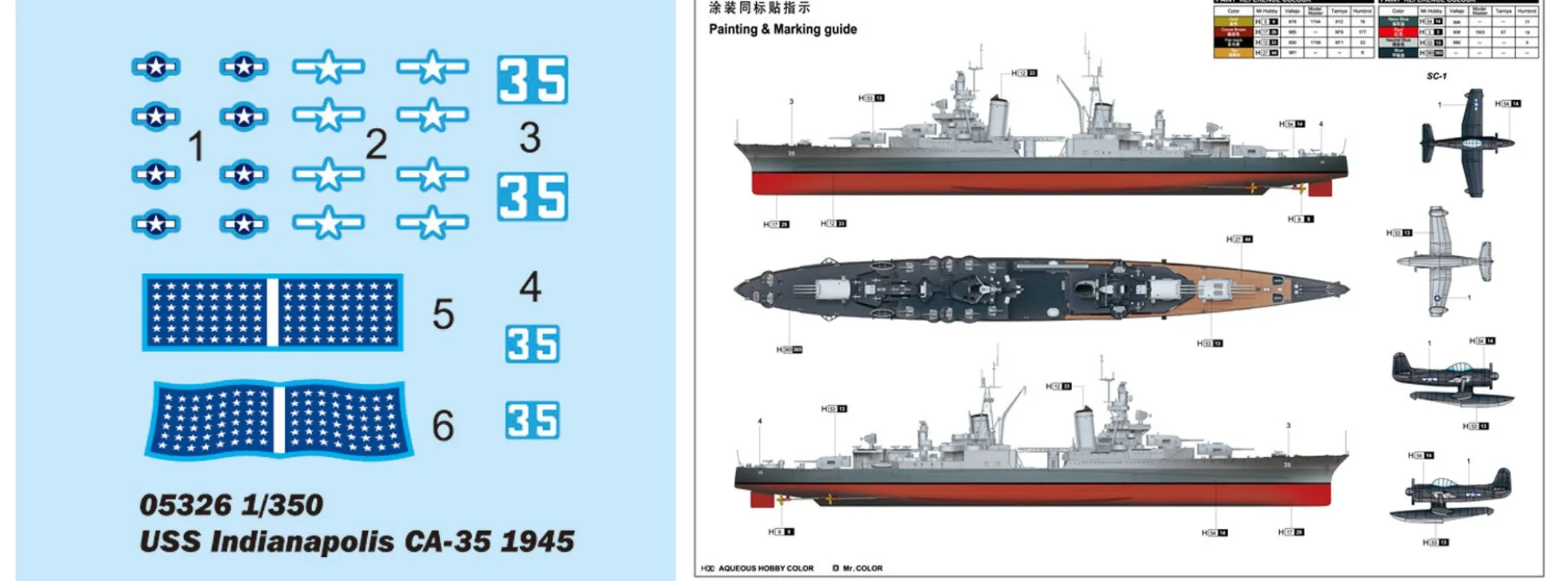 TRUMPETER 05326 USS Indianapolis CA-35 1945 | Schiffsmodell Bausatz 1:350
