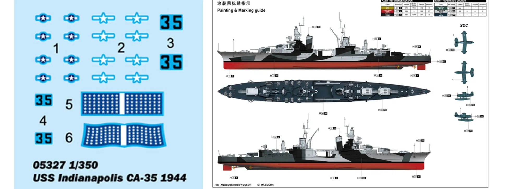 TRUMPETER 05327 USS Indianapolis CA-35 1944 | Schiffsmodell Bausatz 1:350