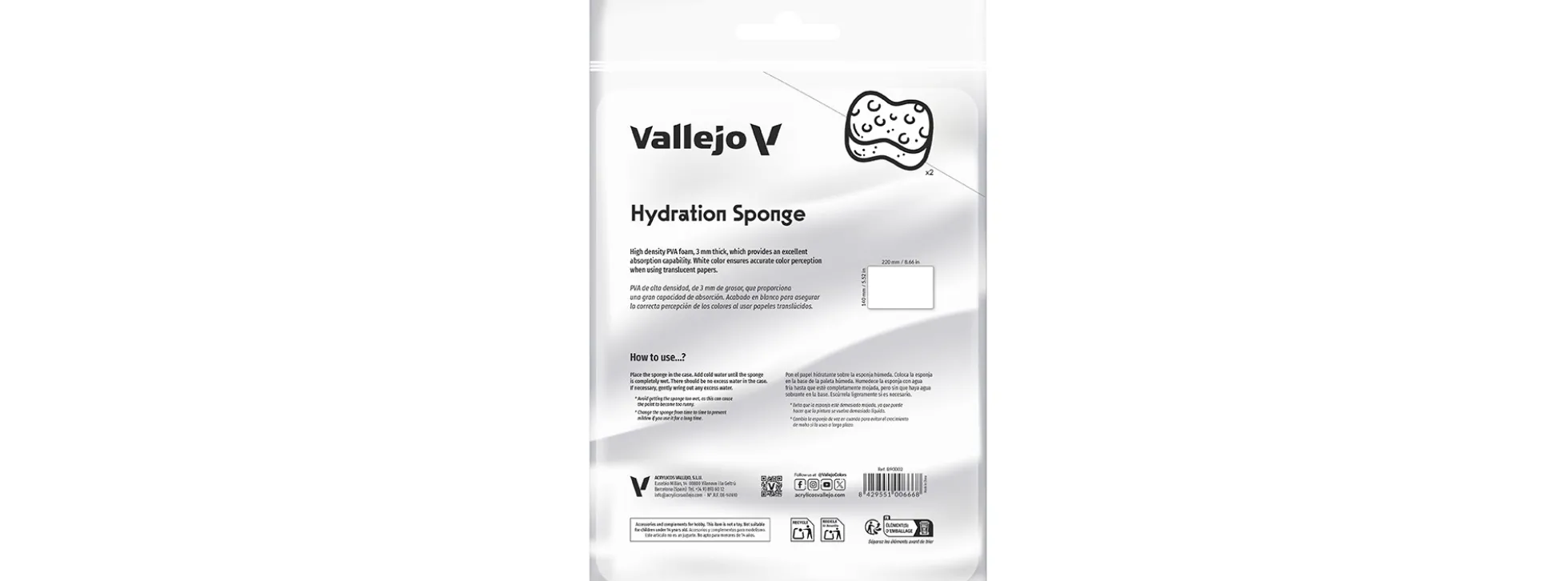 VALLEJO B90002 Feuchtigkeitsschwamm für Nass-Palette | 2 Stück | Modellbau-Zubehör