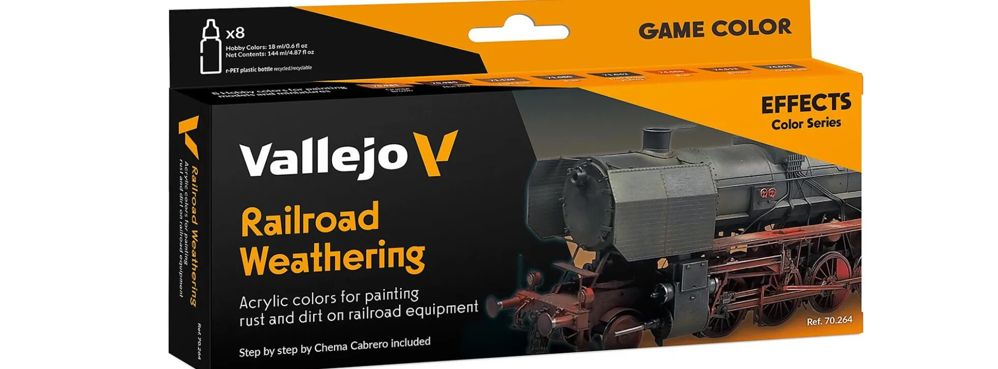 VALLEJO 70.264 Model Color Farb-Set Eisenbahn-Alterung | Inhalt 8 x 18 ml | Streichfarben