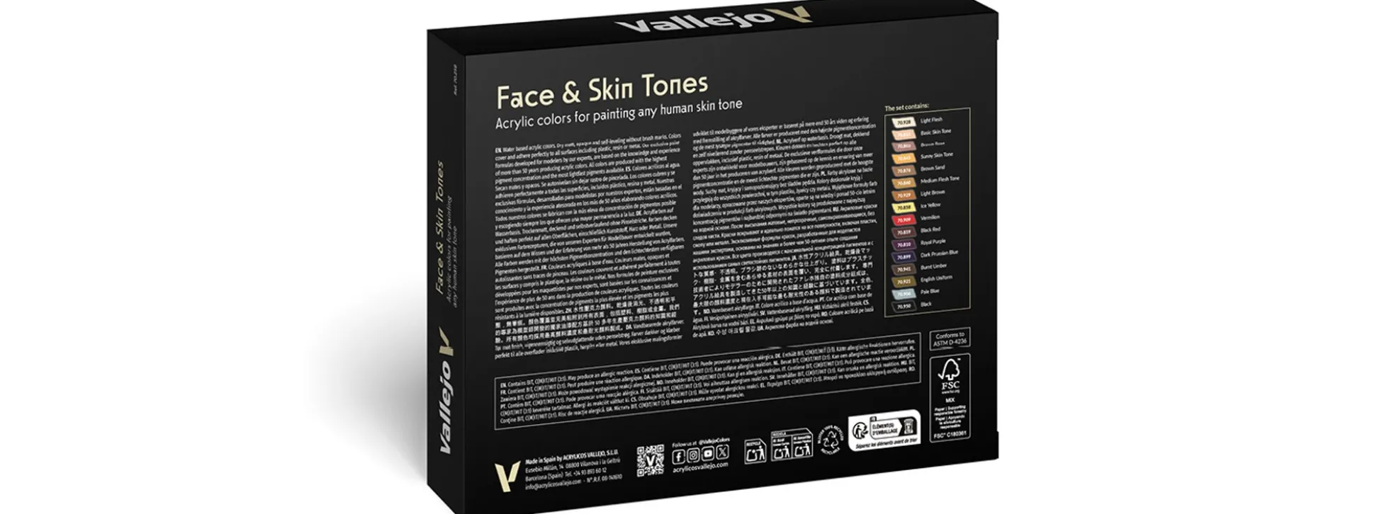 VALLEJO 70.258 Model Color Farb-Set Gesicht- und Haut-Töne | Inhalt 16 x 18 ml | Streichfarben