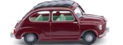 WIKING 009908 Fiat 600 mit geschlossenem Stoffverdeck weinrot Automodell 1:87