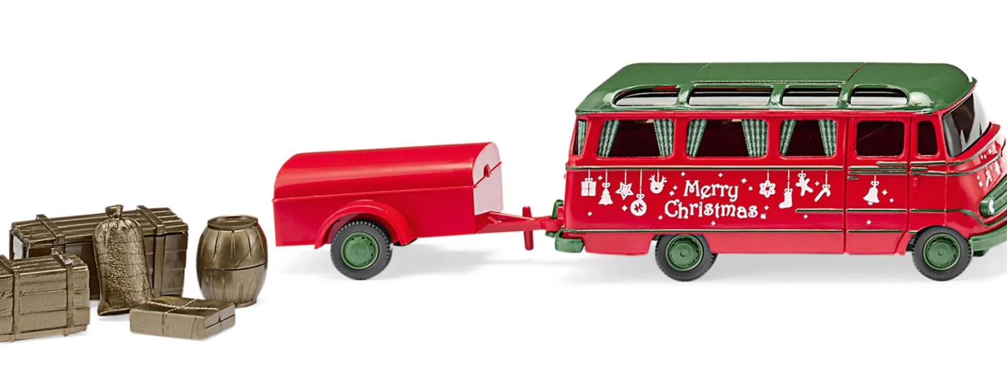 WIKING 026005 MB O 319 Panoramabus mit Anhänger Weihnachtsmodell | Modellauto 1:87