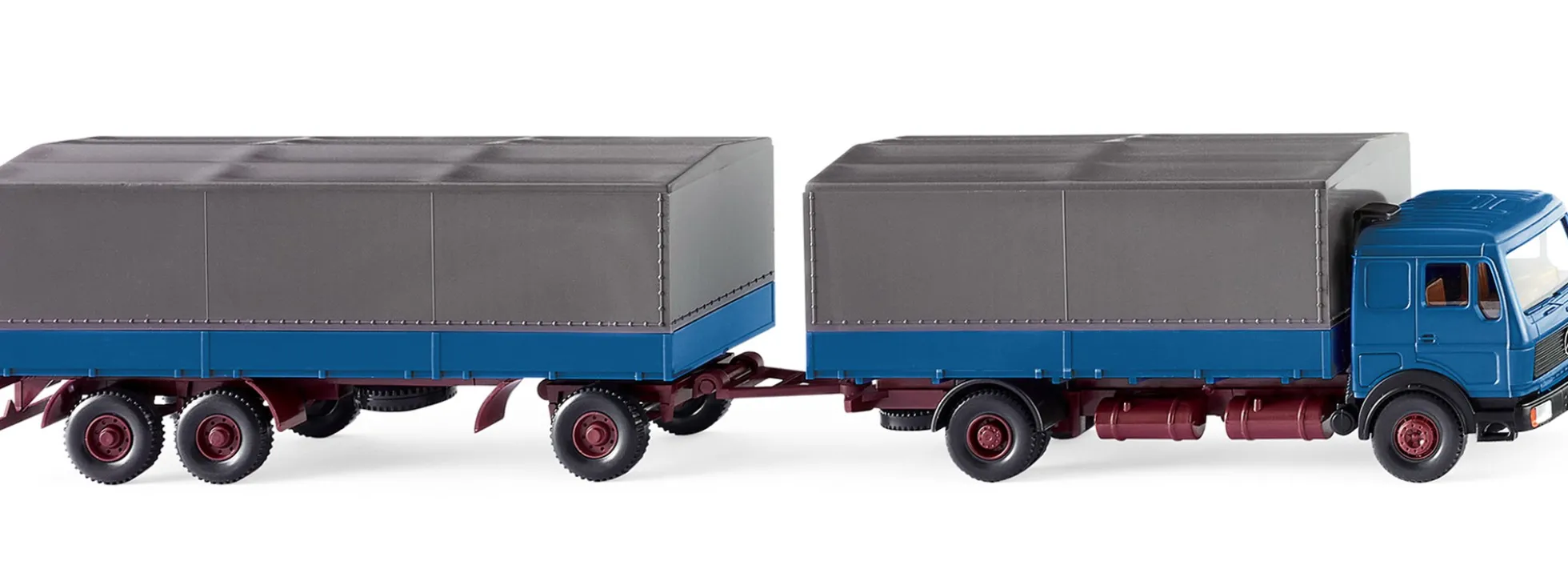 WIKING 045501 Pritschenhängerzug MB NG - azurblau | LKW-Modell 1:87