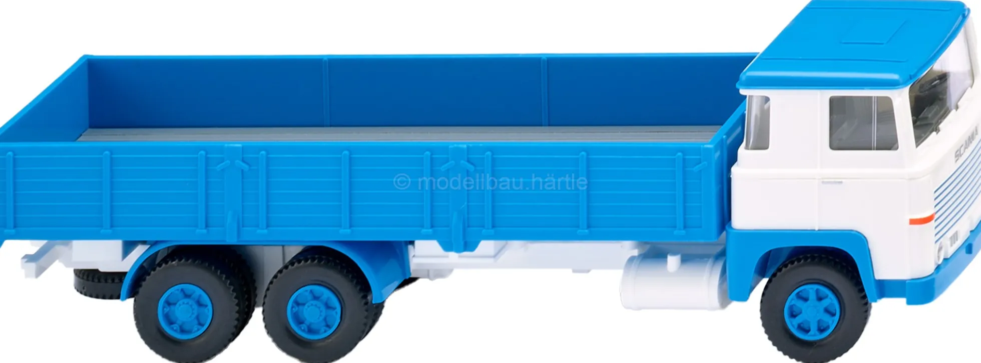 WIKING 043310 Scania 111 LBT Hochbordpritschen-Lkw - weiß/blau | LKW-Modell 1:87